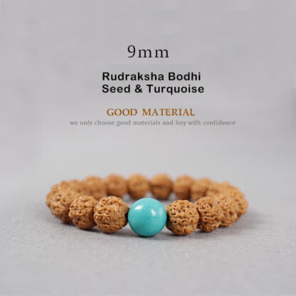 Buddha Stones Tibet Rudraksha Bodhi Seed Dzi Bead Amber Turquoise Wealth Bracelet - 图片 7
