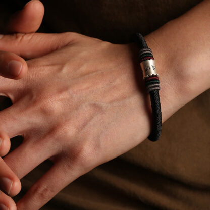 Buddha Stones 999 Sterling Silver Om Mani Padme Hum Peace Magnetic Buckle Bracelet - 图片 8