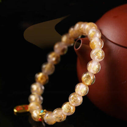 Tibetan Incense Ash Liuli Glass Bead Lucky Fortune Fu Character Charm Bracelet - 图片 9