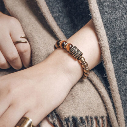 Buddha Stones Tiger Eye Stone Copper Protection Bracelet - 图片 6