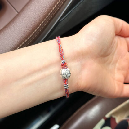 999 Sterling Silver Persimmon Luck Multicolored Braided Bracelet - 图片 26