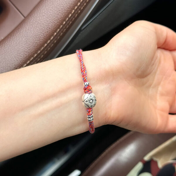 999 Sterling Silver Persimmon Luck Multicolored Braided Bracelet - 图片 26
