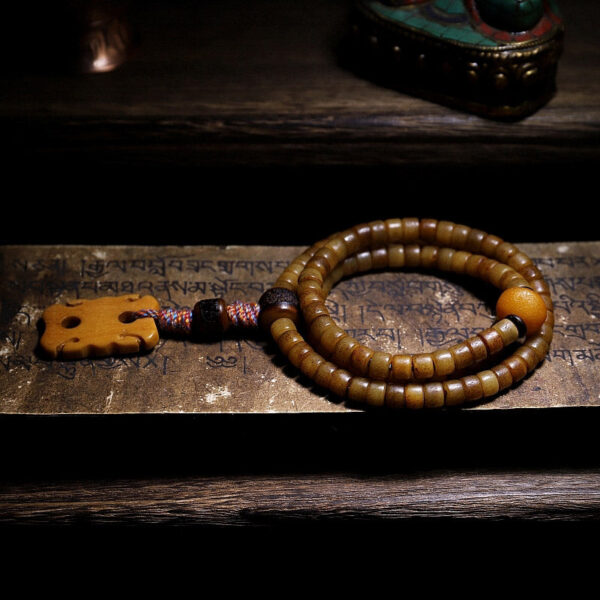 Buddha Stones Tibet 108 Mala Beads Yak Bone Amber Balance Bracelet - 图片 16