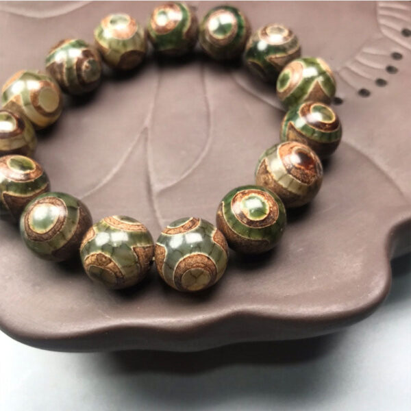 Buddha Stones Three-eyed Dzi Bead Sardonyx Luck Bracelet - 图片 3