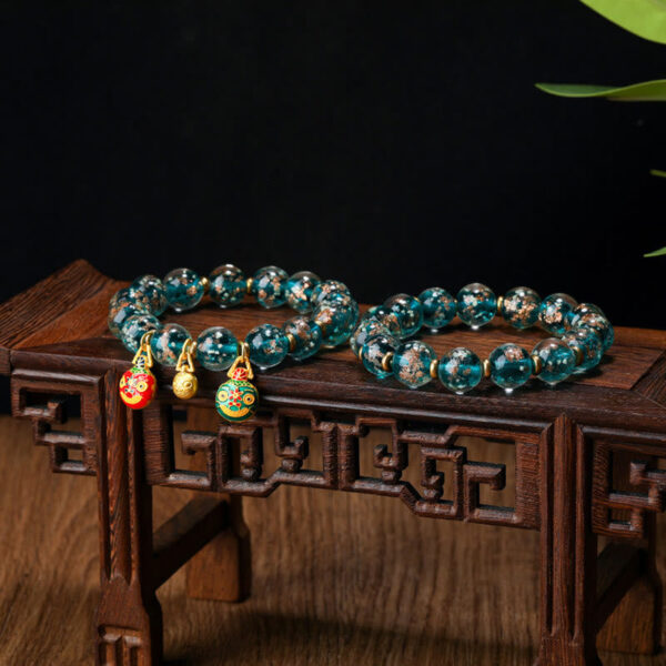Gold Swallowing Beast Family Charm Luminous Fluorescent Liuli Glass Bead Success Bracelet - 图片 28