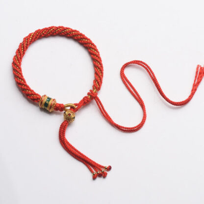 Buddha Stones Tibetan Handmade Luck Prayer Wheel Bead Charm Weave Colorful String Bracelet - 图片 8