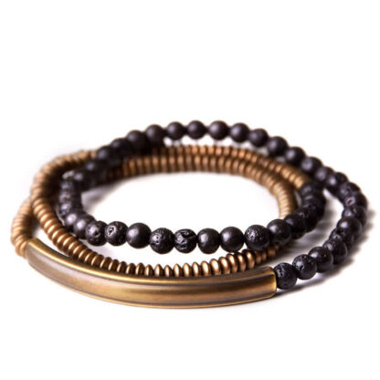 Buddha Stones Vintage Lava Rock Copper Support Bracelet - 图片 14