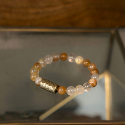 White Crystal Red Hematoid Quartz Gold Rutilated Quartz Purple Phantom Protection Bracelet - 图片 15