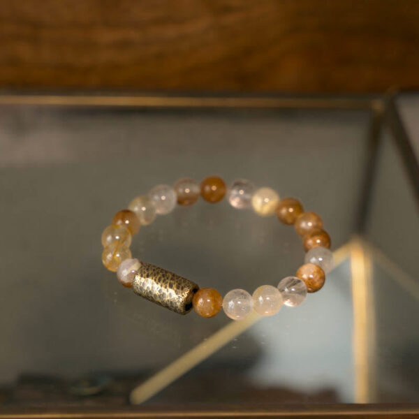White Crystal Red Hematoid Quartz Gold Rutilated Quartz Purple Phantom Protection Bracelet - 图片 15
