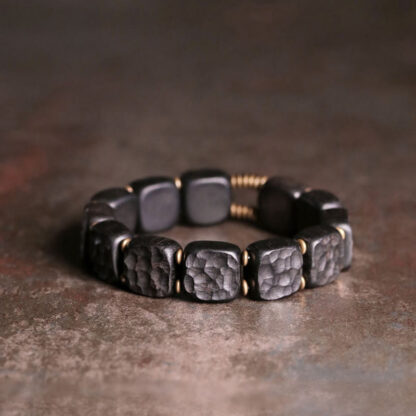 Retro Ebony Wood Texture Style Copper Peace Balance Bracelet - 图片 5