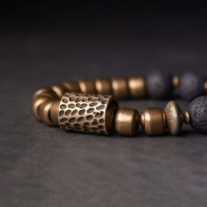 Buddha Stones Lava Rock Stone Rainbow Obsidian Copper Support Healing Bracelet - 图片 4