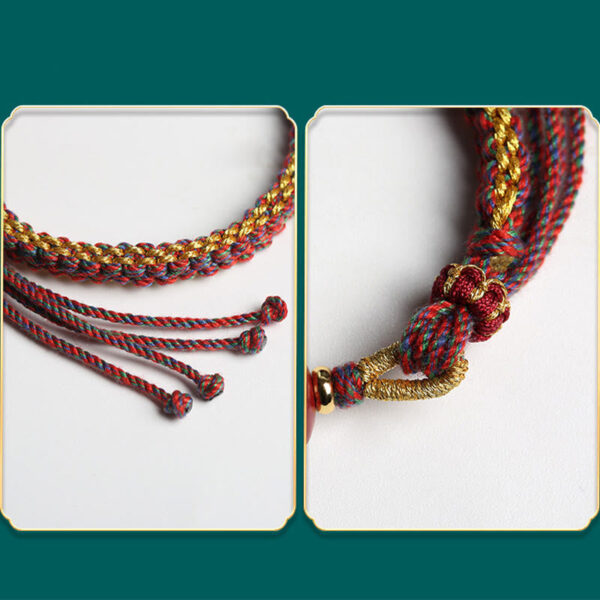 Buddha Stones Colorful Rope Cinnabar Thangka Blessing Braided Bracelet - 图片 7