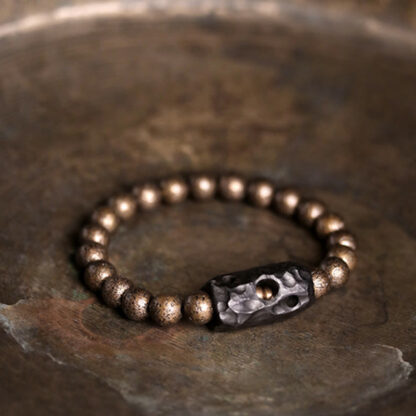 Tibet Ebony Wood Copper Peace Balance Beaded Bracelet - 图片 8