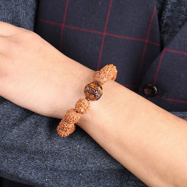 Tibet Rudraksha Bodhi Seed PiXiu Copper Coin Wealth Luck Bracelet - 图片 11