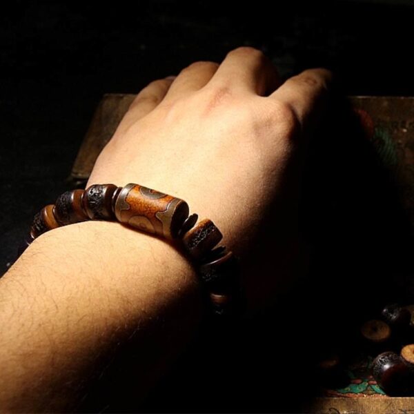 Tibetan Yak Bone Dzi Bead Turquoise Keep Away Evil Spirits Bracelet - 图片 6