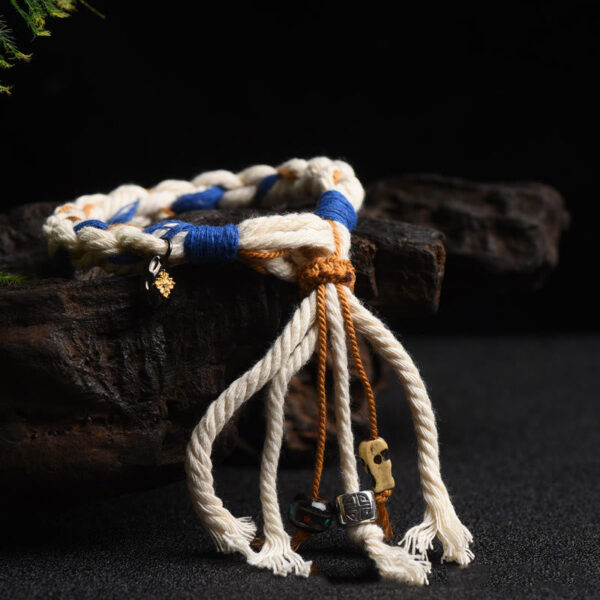 Buddha Stones Tibet Zakiram Goddess of Wealth Thangka Handmade Luck Bracelet - 图片 11