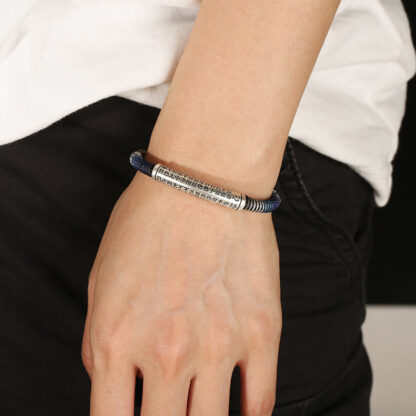 999 Sterling Silver Heart Sutra Calm Handmade Braided Bracelet - 图片 6