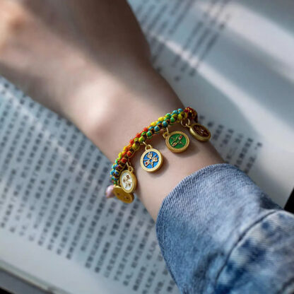 Tibetan Colorful Rope Five God Of Wealth Luck Braid Bracelet - 图片 7