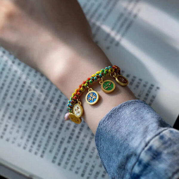 Tibetan Colorful Rope Five God Of Wealth Luck Braid Bracelet - 图片 7