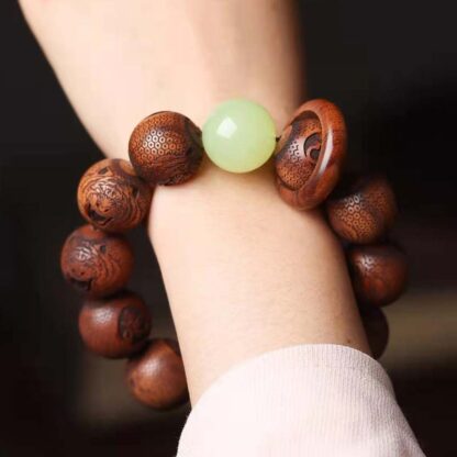 Buddha Stones Tibetan Rosewood Engraving Tiger Protection Bracelet - 图片 4