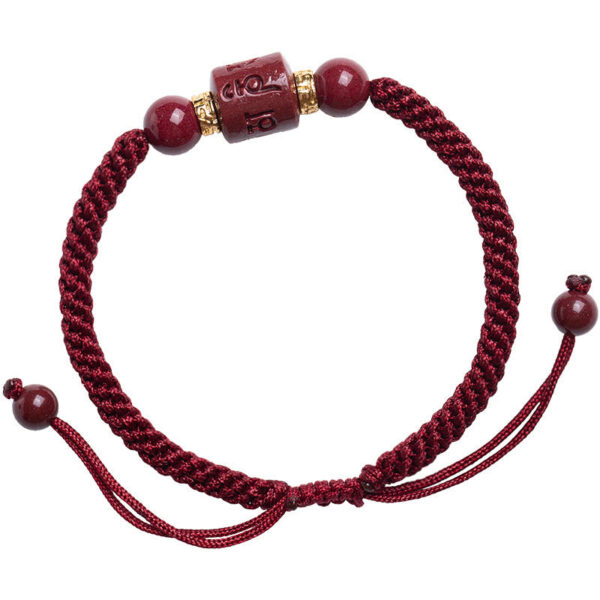 Tibet Cinnabar Om Mani Padme Hum Engraved Blessing Braided Bracelet - 图片 13
