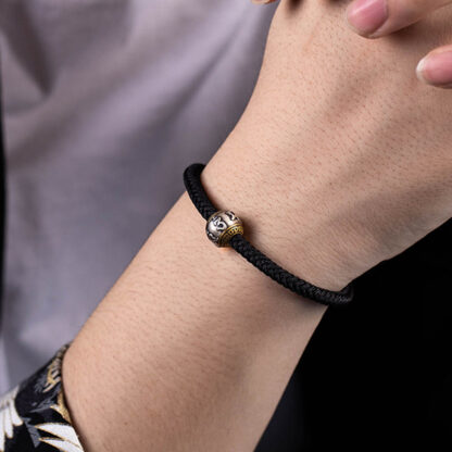 925 Sterling Silver Tibet Handmade Om Mani Padme Hum Luck Protection King Kong Knot Braided Bracelet - 图片 27