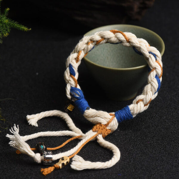 Buddha Stones Tibet Zakiram Goddess of Wealth Thangka Handmade Luck Bracelet - 图片 2