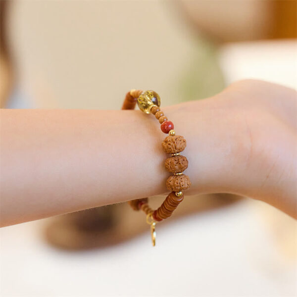 Tibetan Bodhi Seed Black Onyx Smoky Quartz Om Mani Padme Hum Fu Character Wealth Bracelet - 图片 7