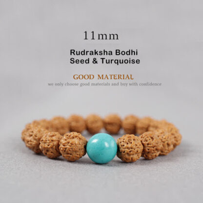 Buddha Stones Tibet Rudraksha Bodhi Seed Dzi Bead Amber Turquoise Wealth Bracelet - 图片 20