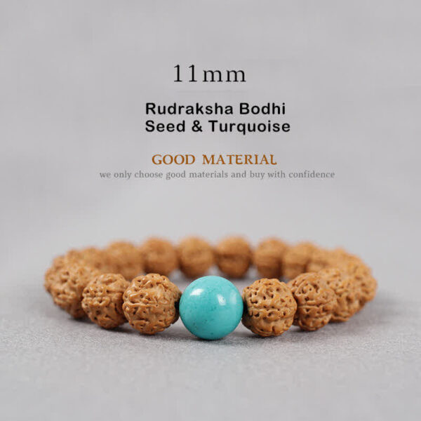 Buddha Stones Tibet Rudraksha Bodhi Seed Dzi Bead Amber Turquoise Wealth Bracelet - 图片 20