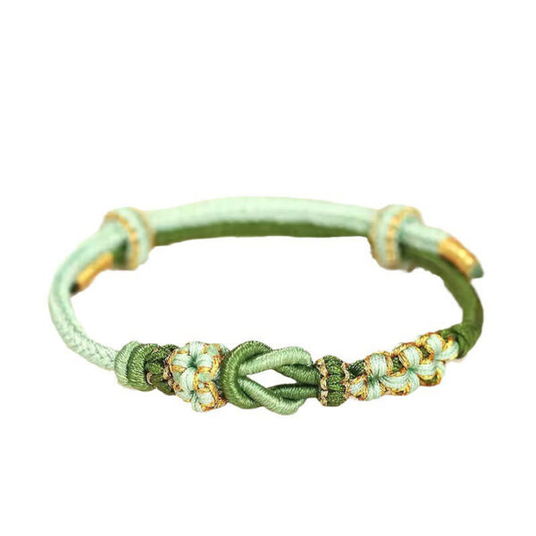 Handmade Peach Blossom Knot Eight Thread Peace Knot Luck Protection Bracelet - 图片 6