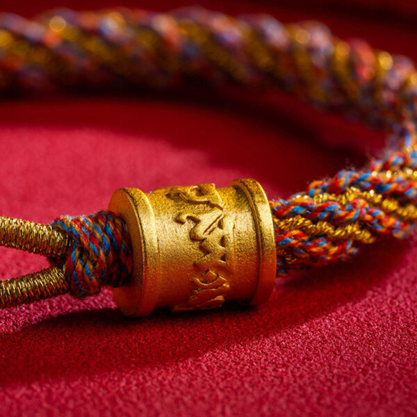 Handmade Multicolored Tibetan Om Mani Padme Hum Ruyi Auspicious Charm Braided Bracelet - 图片 6