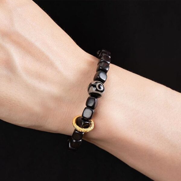 Tibetan Ebony Wood Dzi Bead Balance Calm Bracelet - 图片 9