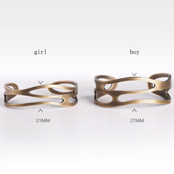 Vintage Curved Copper Brass Wealth Adjustable Cuff Bracelet Bangle - 图片 10