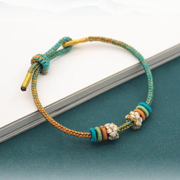 Handmade Eight Thread Peace Knot Peach Blossom Knot Luck Rope Braided Bracelet - 图片 2