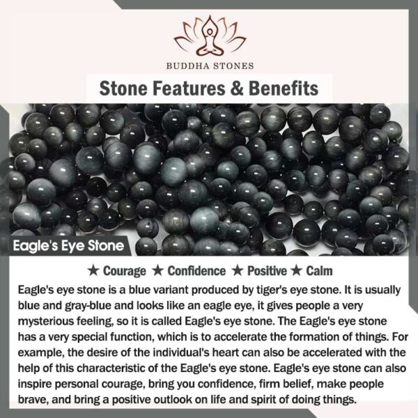 Buddha Stones Eagle's Eye Stone Ebony Wood Copper Confidence Couple Bracelet - 图片 14