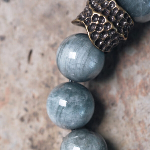 Buddha Stones Eagle's Eye Stone Ebony Wood Copper Confidence Couple Bracelet - 图片 11