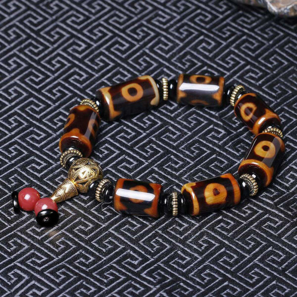 Buddha Stones Tibetan Nine-Eye Dzi Bead Fortune Charm Bracelet - 图片 3
