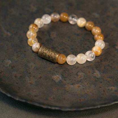White Crystal Red Hematoid Quartz Gold Rutilated Quartz Purple Phantom Protection Bracelet - 图片 16