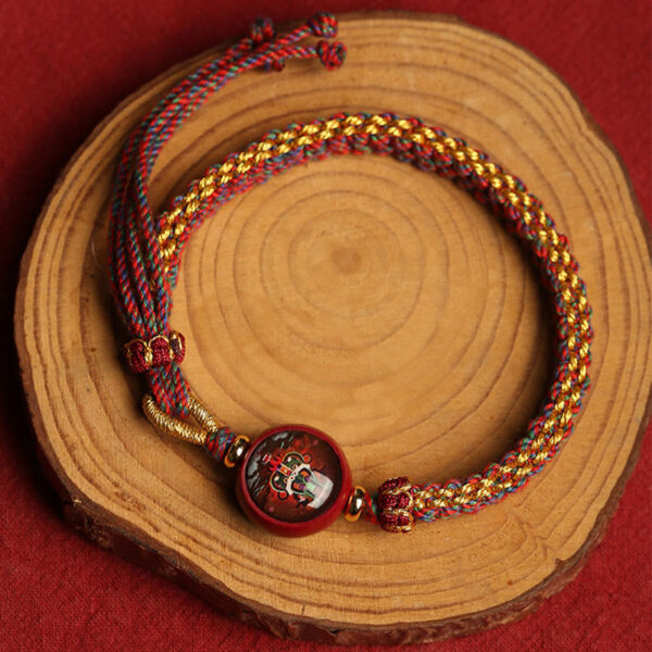 Buddha Stones Colorful Rope Cinnabar Thangka Blessing Braided Bracelet - 图片 3