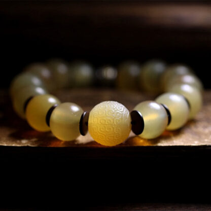 Handmade Tibetan Sheep Horn Om Mani Padme Hum Auspiciousness Bracelet - 图片 6