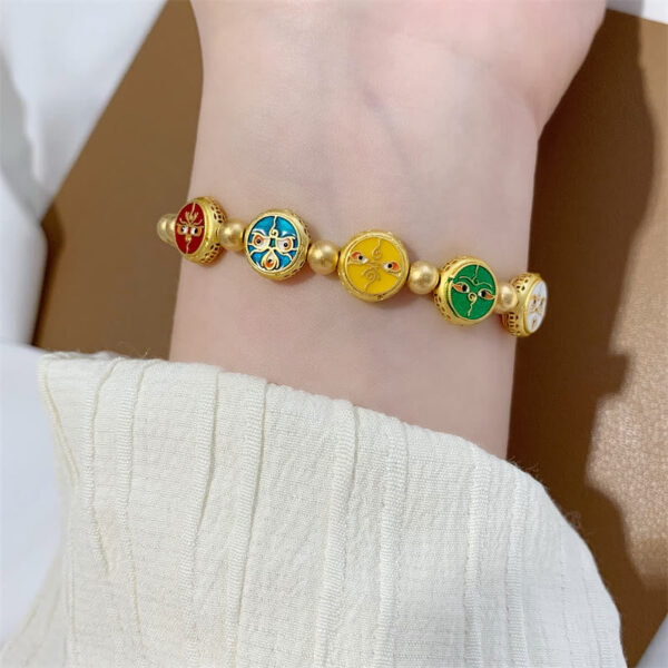Tibetan Five God Of Wealth Copper Beads Luck Bracelet - 图片 8
