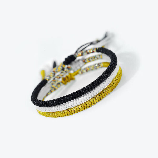 Buddha Stones 3Pcs Tibetan Handmade Multicolor King Kong Knot Amulet Bracelet - 图片 2