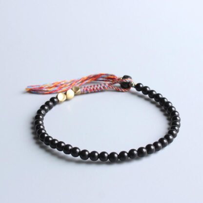 Buddha Stones Handmade Tibetan Black Onyx Tassel Bracelet - 图片 2