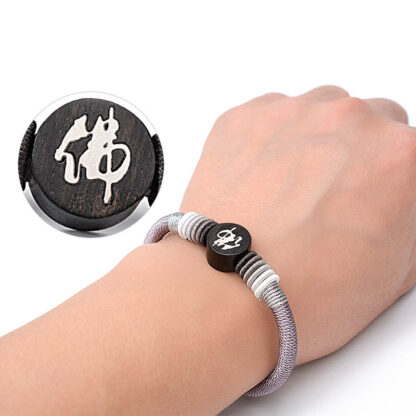Buddha Stones Buddha Character Ebony Handcrafted Rope Bracelet - 图片 4