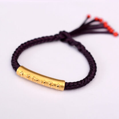 Buddha Stones 999 Sterling Silver Om Mani Padme Hum Protection Strength String Bracelet - 图片 24