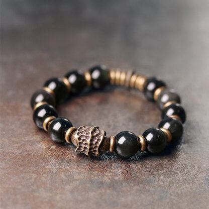 Buddha Stones Rainbow Obsidian Copper Love Healing Bracelet - 图片 2