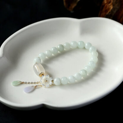 Buddha Stones Natural White Jade Luck Bracelet - 图片 2
