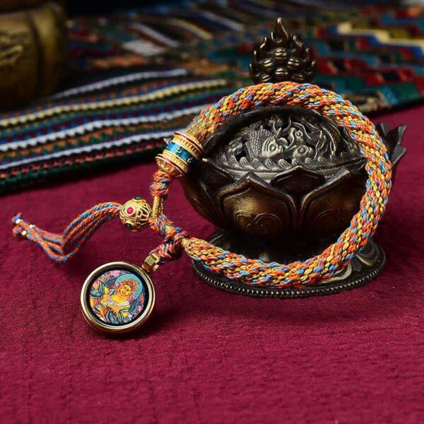 Buddha Stones Tibetan Handmade Luck Thangka Prayer Wheel Charm Weave String Bracelet - 图片 28