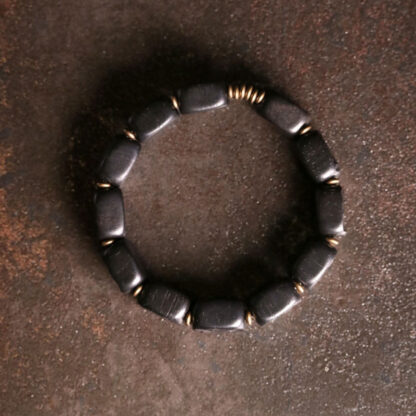 Retro Ebony Wood Texture Style Copper Peace Balance Bracelet - 图片 7
